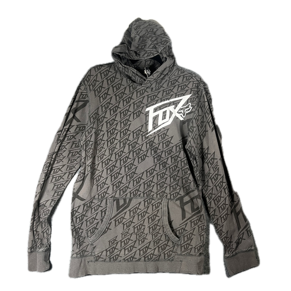 Fox Racing Hoodie Mens Small Gray Motocross T-Shirt Hoodie